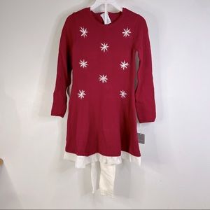 NEW Tahari 2 Pc Red Long Sleeve Knit Dress with Leggings Size Girls Large (6X)